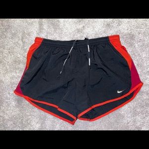 Nike dri-fit red and black running shorts